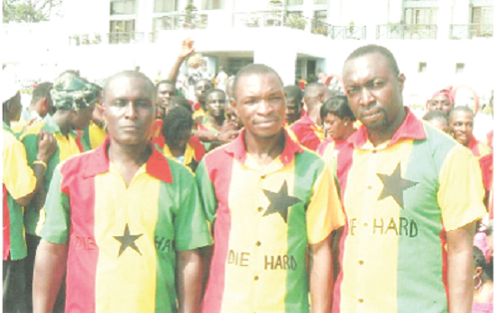 Abraham Nkansah (middle) with his Die Hard team ready to support the Black Stars