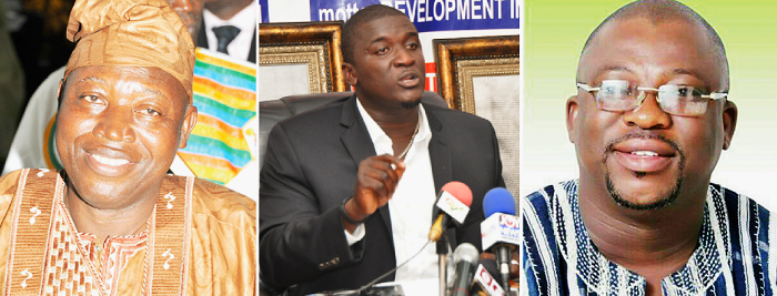 From left:  Bede Ziedeng — NDC candidate,  Anthony Abayifaa Karbo — NPP candidate,  Samson Abu — Incumbent, now goes Independent