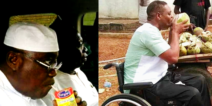  Nana Akufo-Addo enjoying  Kalyppo fruit juice,  Mr Ivor Greenstreet enjoying coconut