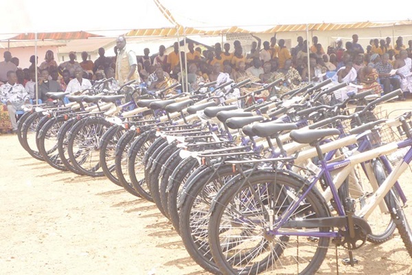 Customised bicycles are regularly distributed to children who walk 3 kilometres or more to school