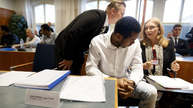  Cuban volleyball player Luis Sosa Sierra (centre) was handed a sentence of three and a half years 