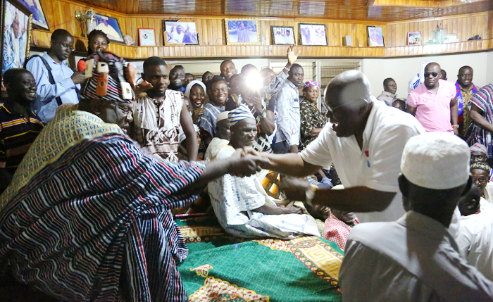 The Kpembewura, Babanye Ndefosu, welcoming Nana Akufo-Addo 