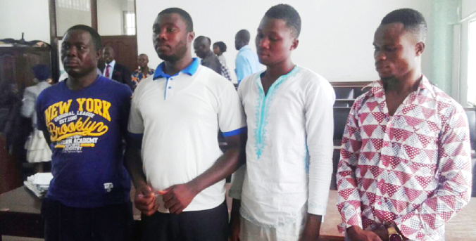 The convicts (from left): Isaac Boamah, Wisdom Ablormetsi, Osei Kwame Oppong and Hamidu Abdulai. 