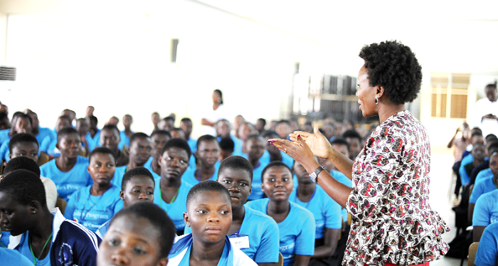 Dr Patience Abor, a lecturer at the University of Ghana Business School at one of the mentoring sessions with some students.