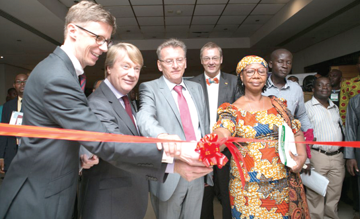 From left, Messrs Patrick Martens, Martin Mars, Rudiger John and other dignitories cut the tape to kickstart WACEE 2015.