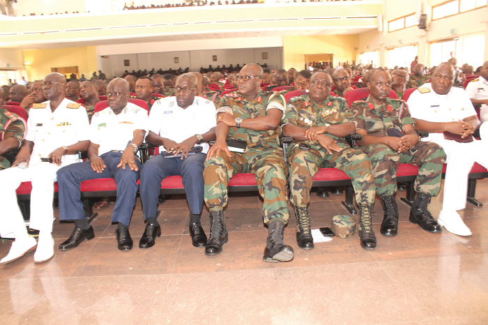 Some senior officers at the Burma Hall yesterday during the briefing by the CDS
