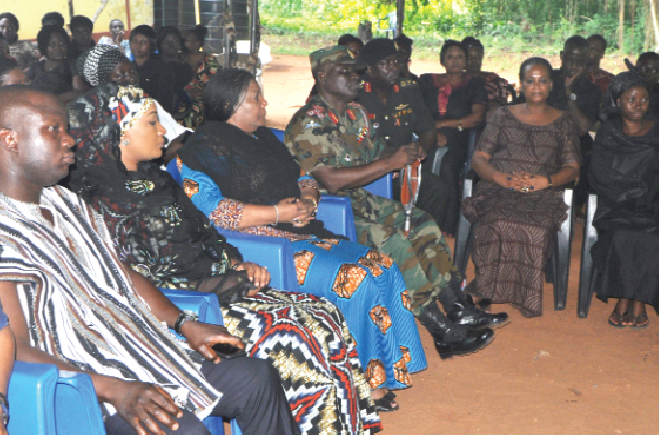 Mrs Rebecca Akufo-Addo (3rd left) commiserating with the wife of the late Captain Maxwell Mahama (2nd right