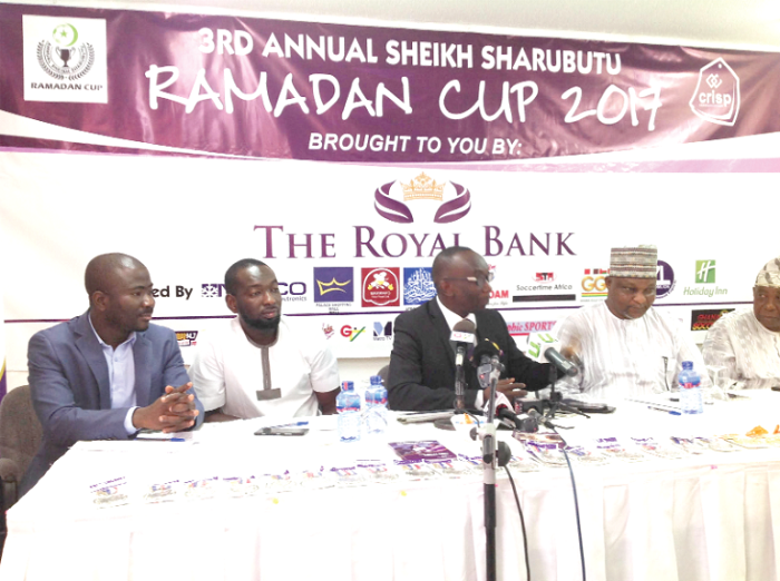 Dr Kwame Baah-Nuakoh (middle) delivering his speech at the launch