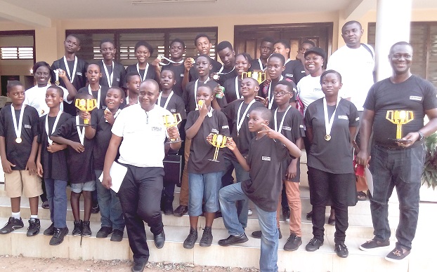 The winning team and runners up from Hermann Gmeiner School display their prizes after the competition