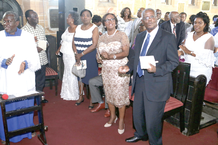 Chief Justice Georgina Theodora Wood (arrowed) with her husband, Mr Edwin Wood, and other well wishers during the thanksgiving service. Picture: Emmanuel Asamoah Addai