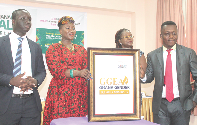 Mr Stephen Ofosu (right), Mr Oheneba Kena (left), Mrs Mavis Sintim-Aboagye (2nd left), Ms Emefa Gadze (2nd right)