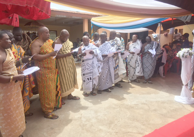 The chiefs, including the President of the House, Barima Twireku Ampem III, swearing  the oath of secrecy
