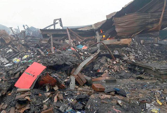 The remains of the warehouse