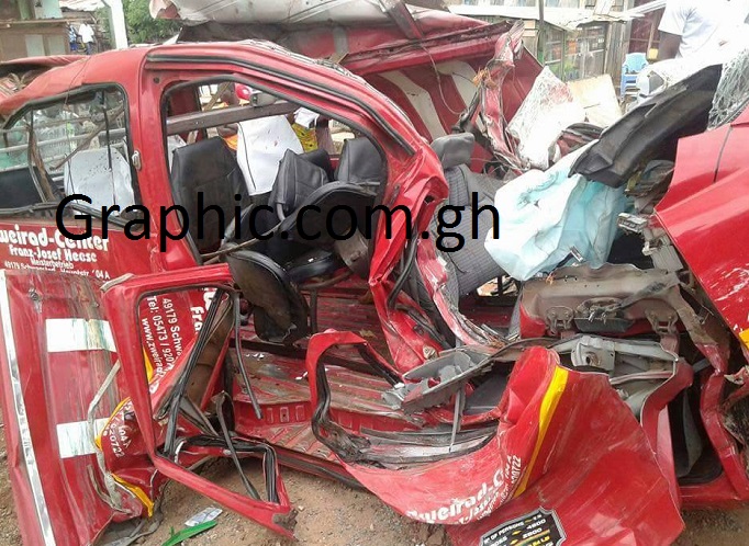 The state of the Toyota bus after the accident