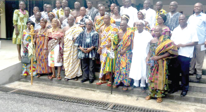 The Volta Regional Minister, Dr Archibald Yao Letsa (5th left) with the Fodome delegation