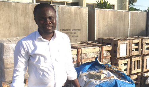 Mr Philip Osei Bonsu (left), Regional. PRO, ECG, at the project site
