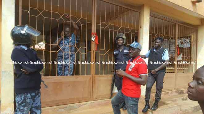 Some of the irate youth on the assembly’s premises