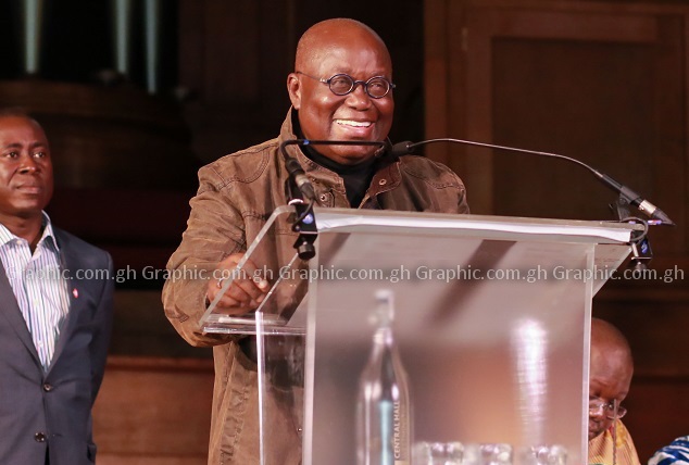 President Akufo-Addo delivering his speech to the Ghanaian community
