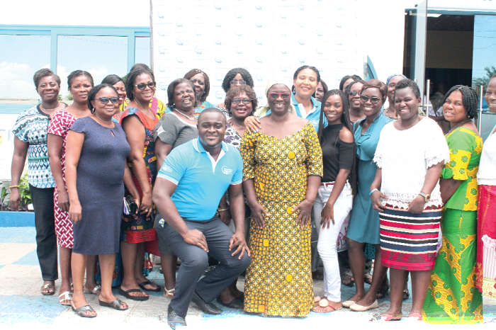  Mrs Mavis Manns (arrowed) and Mr Philip Reimmer (in front) with some participants in the Chiropractic Month celebration.  Picture: Maxwell Ocloo