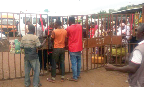 A gate at the station closed to passengers both in and out of the station