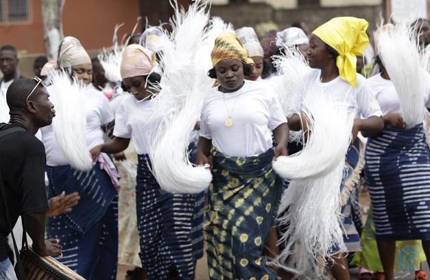 Some muslims in a festive mood during the Street carnival at Nima in Accra