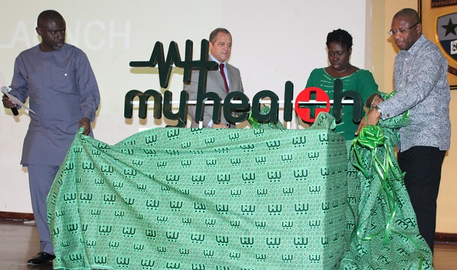  Mr Harold Awuah Darko (left), the Board Chairman for NMIC, launching the &quot;My Health&quot; product. Supporting him are Mr Joao Paulo Magalhaes (2nd left), Country Manager of Roche, Dr Gilbert Buckle (right) and Mrs Nancy Ampah (2nd right), the CEO for NMIC. Picture: BENEDICT OBUOBI
