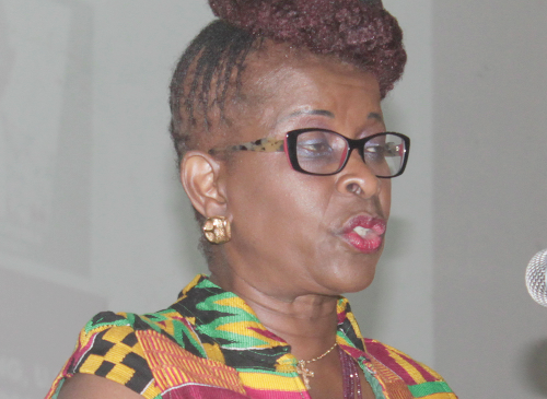 Dr Cecilia Akrisie Anim CBE addressing participants in the Dr Docia Kisseih Memorial Lectures in Accra. Picture: EDNA ADU-SERWAA