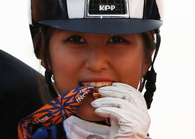 Chung Yoo-ra won a gold medal as part of a dressage team that competed in the 2014 Asian Games