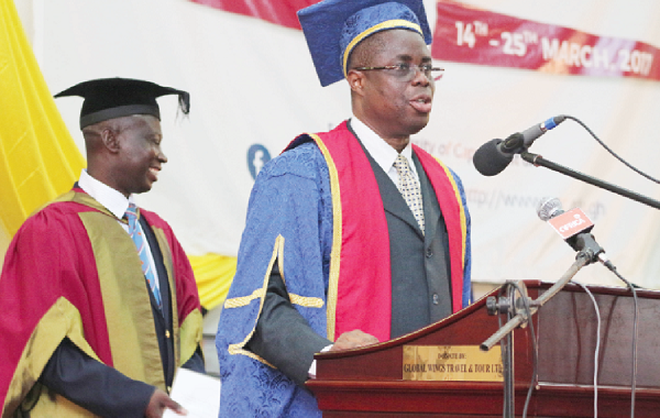  Prof. Joseph Ghartey Ampiah, Vice Chancellor of the UCC  addressing some of the graduates