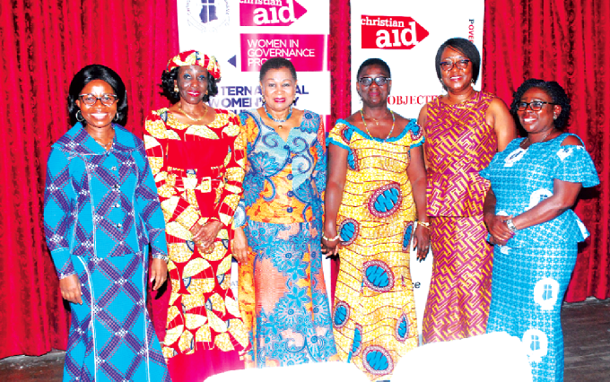 Former First Lady, Nana Konadu Agyemang Rawlings (2nd left), Ms Joyce Aryee (3rd left), Founder, Salt and Light Ministries,   with some of the guest speakers at the forum