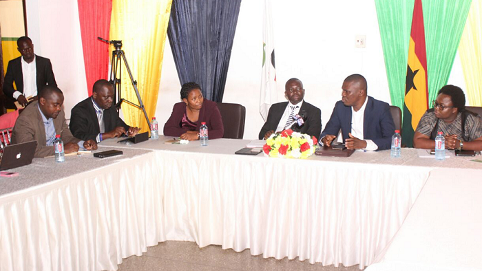 Mr Mustapha Ussif (2nd right) explaining a point about the scheme.  Picture: NII MARTEY M. BOTCHWAY 