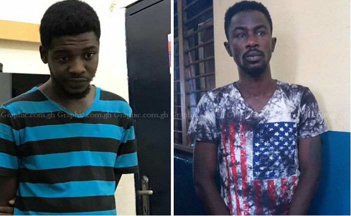 The suspects,  Joseph Braimah, 22, and Derick Kweku Sakyi Baisie, 31 (alias Kweku Money)