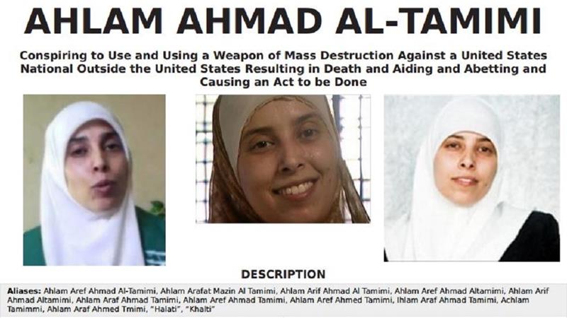The FBI's most wanted poster identifying Tamimi for 'conspiring to use a weapon of mass destruction'