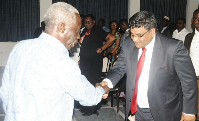 The Indian High Commissioner to Ghana, Mr Birender Singh Yadav (Left), welcoming Mr Yaw Osafo- Maafo, Senior Minister, to the ITEC Day in Accra