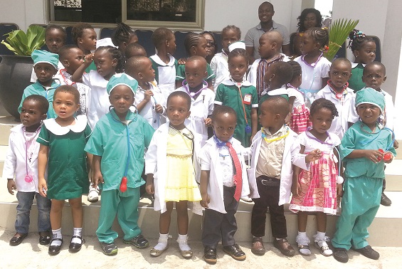 Pupils of the Nursery Two in a group photograph
