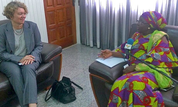 Ambassador to Ghana, Ms Tove Degnbol ( left), in an interaction with the sector Minister, Hajia Alima Mahama