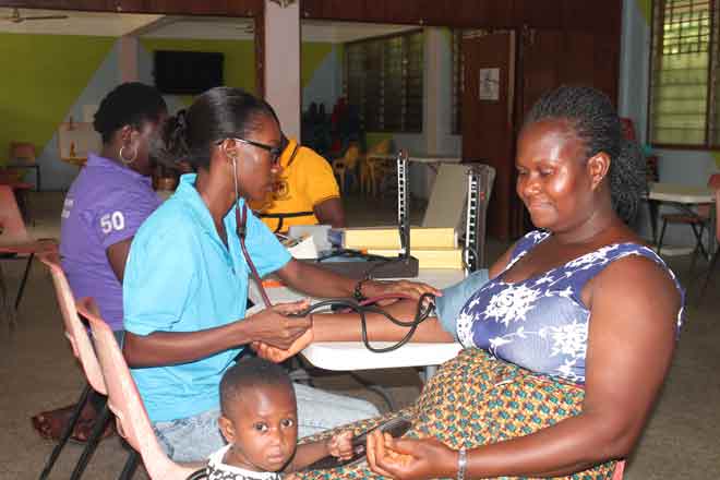 At the Trinity United Church health screening for members