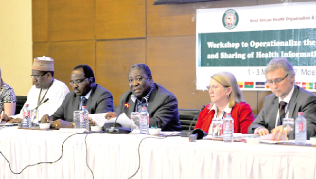  Dr Badu Sarkodie (3rd left), Director of Public Health, launching the WANIDS in Accra last Friday. Picture: Emmanuel Quaye 