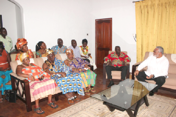 Former President Jerry John Rawlings (right) explaining a point to the delegation. Picture: NII MARTEY M. BOTCHWAY