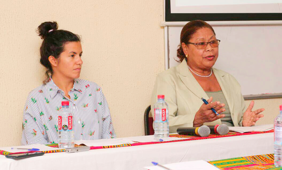 Ms Margo Waterval (right), Member, United Nations Human Rights Committee, speaking at the forum as Ms Adrea Meraz (left), a Human Rights Officer, Centre for Civil & Political Rights, look on