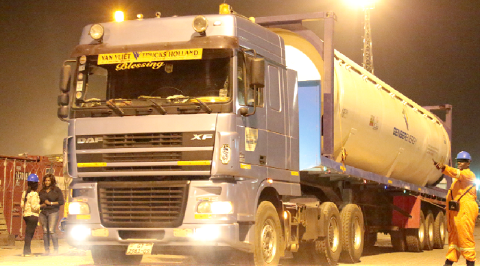 A  bulk road vehicle in the petroleum downstream, part of the supply chain in the energy sector