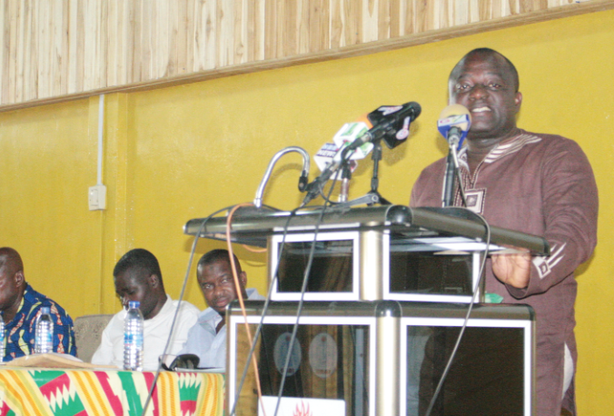 Mr Evans Kweku Dzide, Head of Communications for Ruttchen Trucks Ghana Limited, addressing  the media