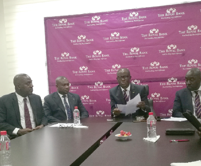 Mr Osei Asafo-Adjei (2nd right) flanked by some directors of the bank during the press briefing