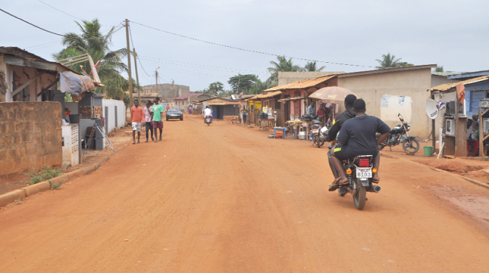 Work on this Aflao town road has stalled as a result of the inability of government to release funds.  