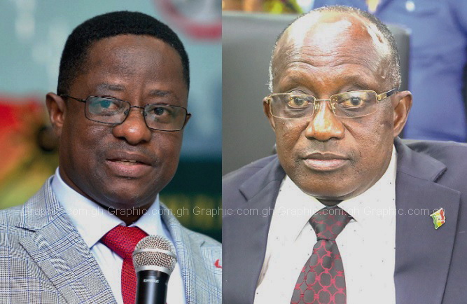 The Minister of Lands and Natural Resources, Mr John Peter Amewu, and the Ashanti Regional Minister, Mr Simon Osei-Mensah