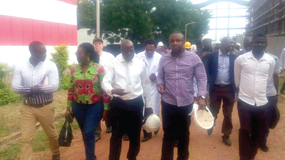 Dr. Twum-Nuamah ( right), chairman of the parliamentary select committee on health with him in the picture are some members of the committee and some management members of the TTH during the visit
