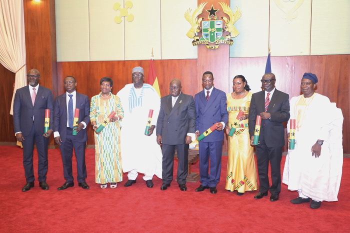 President Nana Addo Dankwa Akufo-Addo  with envoys and commissioners after the ceremony