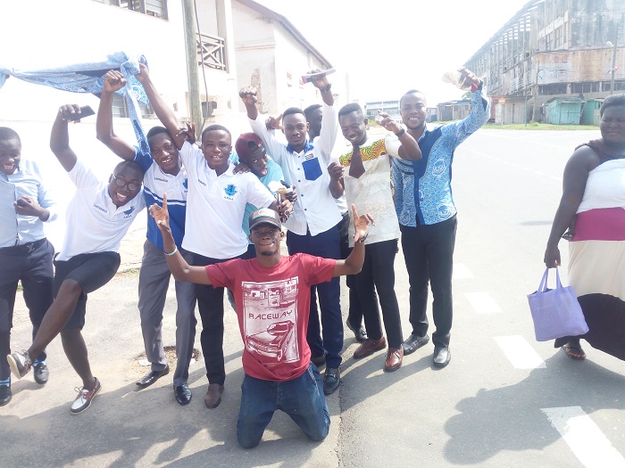  Some of the jubilant students after the hearing