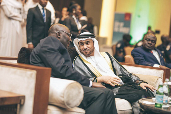 Dr Mahamudu Bawumia (left) interacting with the UAE Ambassador to Ghana, Khalifa Yousif Alzaabi