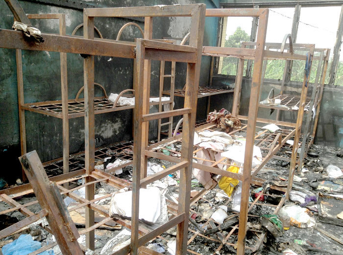 Some of the burnt metal beds and personal effects